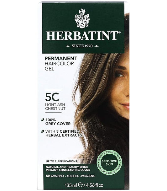 Herbatint Permanent Haircolor Gel, 5C Light 100% Grey 4.56 oz