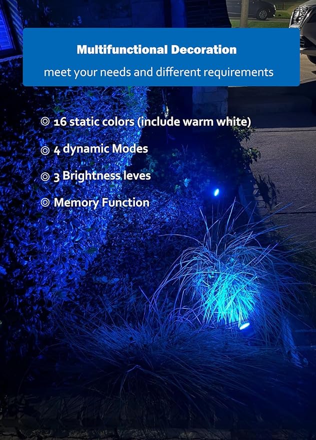 Halloween Christmas Spotlight Outdoor: 12W RGBW LED Spot Lights Outdoor with 16 Color Changing for Yard Garden Decor | 2 Pack of IP65 Waterproof 120V Plug in Landscape Lighting with Remote