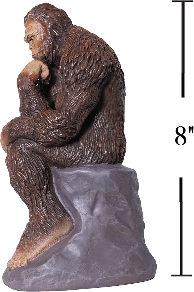 Bigfoot Thinker Garden Statue - Yeti Decorative, Sasquatch Sculpture for Patio, Deck, Office, Outdoor- Full-Color Resin (8 Inch)