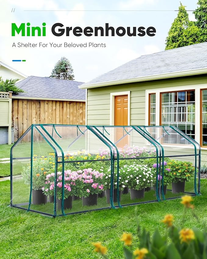 Quictent Portable Mini Cloche Greenhouse w/ Elevated Bottom, Reinforced High Light Transmission Waterproof UV-Resistant Hot House for Indoor Outdoor, w/ 50 T-Shaped Plant Tag, 95" x 36" x 36" (Clear)