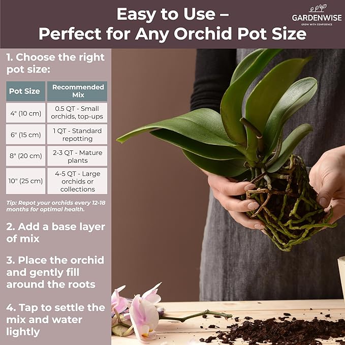 Orchid Potting Mix – Orchid Bark, Sphagnum Moss, Tree Fern & Perlite for Repotting Phalaenopsis Orchids, Indoor Plants, Orchid Soil Medium – Sustrato para Orquídeas (5 Quart)