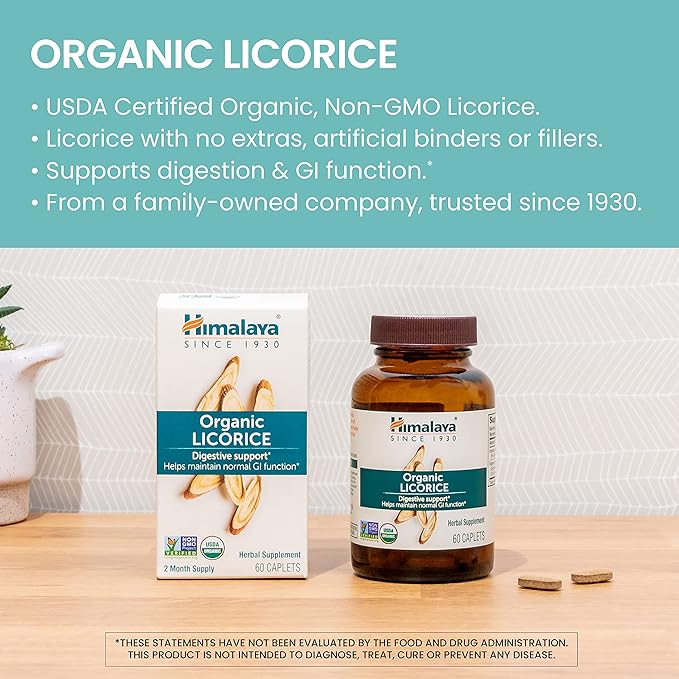 Himalaya Organic Licorice Root Herbal Supplement, 60 Plant-Based