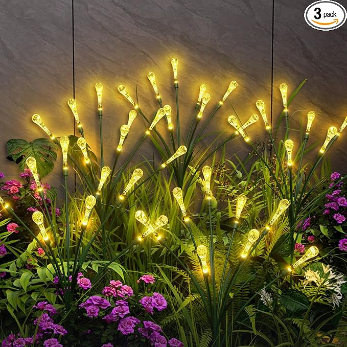 Solar Lights Outdoor Waterproof Upgraded Outdoor Solar Lights for Yard Patio Garden Decor, Solar Lights for Outside Gardening Supplies, Water Droplets Garden Lights Solar Powered Outdoor (4 Pack)