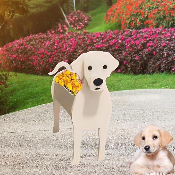 White Labrador Dog Planter Plant Pots,Cute Garden Dog Flower Planter,Dog Planters Birthday Gifts for Women,Office,Indoor/Outdoor Decor9.45 * 6.38 * 13.39in