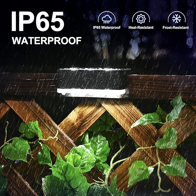 SOLPEX Solar Fence Lights, 6 LEDs Solar Lights Outdoor Waterproof Solar Powered for Deck, Stair, Front Porch, Balcony, Walkway, Garden, Yard, Patio, Pool Decor, IP65 Waterproof (4 Pack, Cold White)