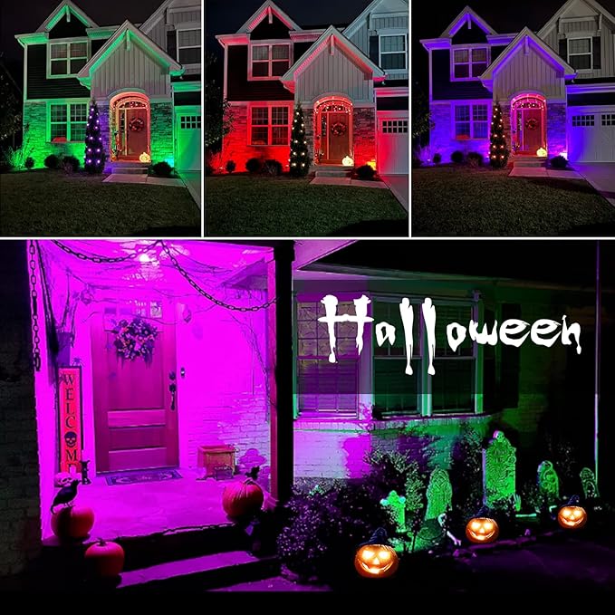 Solar Color Changing Spot Lights Outdoor, IP67 Waterproof Solar Landscape Lighting, 7 Modes Multicolor RGB Landscape Spotlights for Garden Yard Driveway Lawn Patio Pathway Easter Decorations, 4 Pack