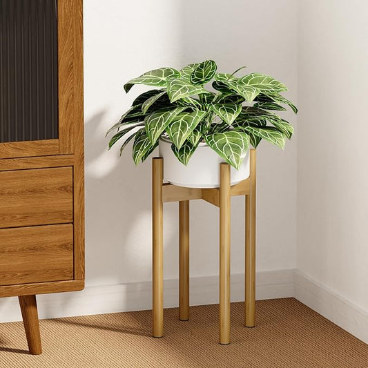 Adjustable Plant Stand Indoor, Bamboo Plant Holder 8 to 12 Inches, Small Tall Planter Stand for Indoor Plants, Single Floor Plant Stand for Living Room Balcony Bedroom, Natural