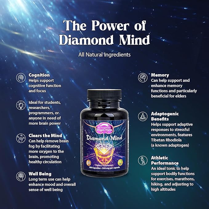 Dragon Herbs Diamond Mind 500 mg 100 Capsules