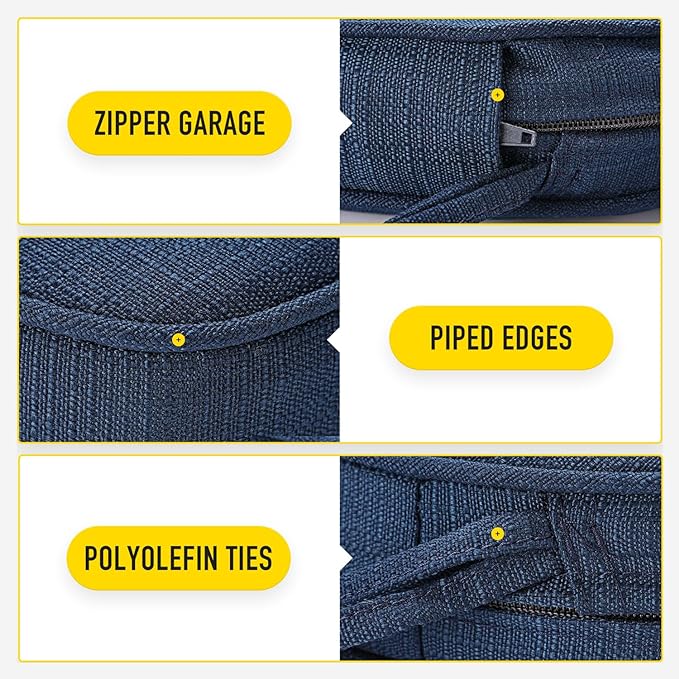 SUNROX Gel Memory Foam Chair Cushion with Ties, Ultra Durable Water Resistant FadeShield Outdoor/Indoor Reversible Chair Seat Cushion 17 x 16 inch Set of 4, Navy