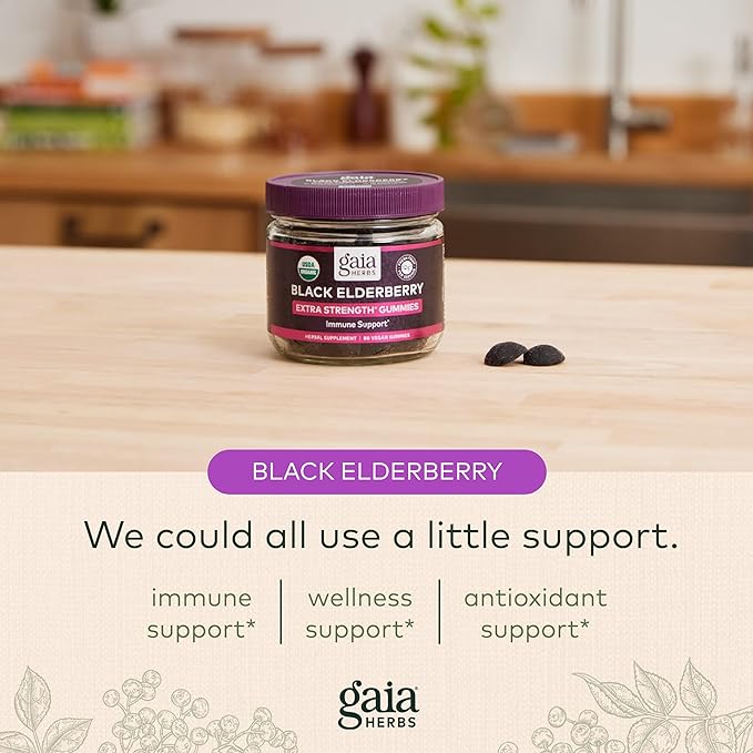 Gaia Herbs Black Elderberry (Sambucus Nigra) 40 Gummies