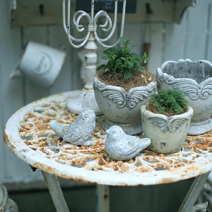 Outdoor Bird Statues Bird Decor Figurines for Home Cement Bird Sculpture for Patio Yard Lawn Ornament, 2style/Set,Indoor Outdoor Stone Bird Decorations Statue