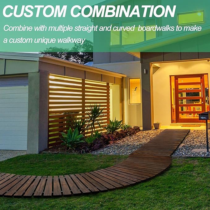 RELIANCER 8' Wooden Garden Pathway,Outdoor Roll Out Cedar Straight Walkway,Patio Path Decorative Garden Boardwalk Walkways,Weather-Resistant Roll Up Beach Wood Road Floor,Wedding Party Pathways