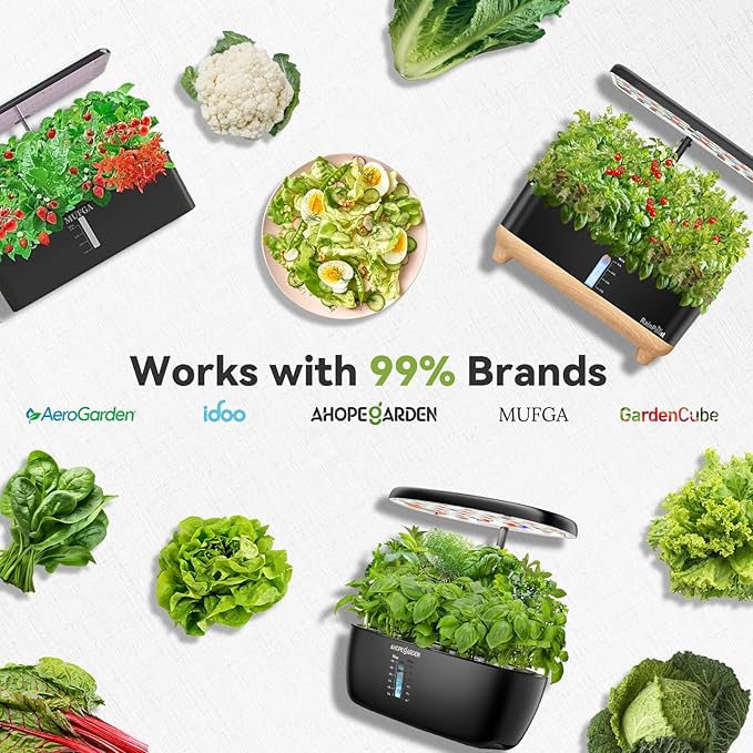 inbloom Salad Green Seed Pod Kit for AeroGarden, Ahopegarden, GARDENCUBE, MUFGA, 12 Pods (350+ Seeds with American Fast/Paris Island/Buttercrunch Lettuce, Swiss Chard, Spinach, Cauliflower, Cabbage)