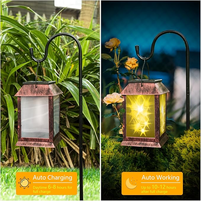 Solar Lanterns Outdoor Waterproof, Upgraded Flashing Mode Solar Lantern Outdoor Lights, 3D Starry Hanging Outdoor Lanterns Lights Stake Lights for Yard Garden Decor（1PCS）