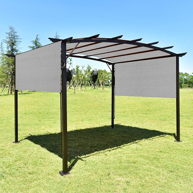 Eden's Decor Straight Flat-Edged Sun Shade Sail Rectangular 10' x 21' Grey UV-Blocking Outdoor Canopy Fabric Cloth Awning for Pergola Patio Garden Backyard Custom Size
