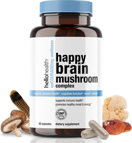 Happy Brain Mushroom Complex Nootropics Brain 10 Mushroom 60 ct