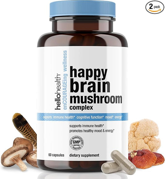 Happy Brain Mushroom Complex Nootropics Brain 10 Mushroom 60ct. 2pk 2pk