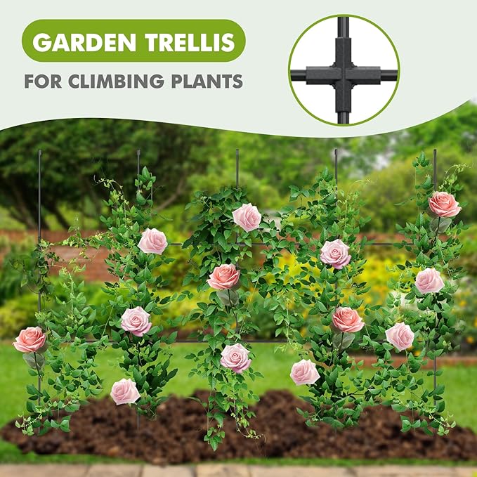 GOJAWAY 63" L x 63" H Cucumber Trellis for Raised Bed, Metal Arch Garden Trellis for Climbing Plants Outdoor, U-Shape Gardening Support Frame for Vegetable, Flower, Fruits, Vine