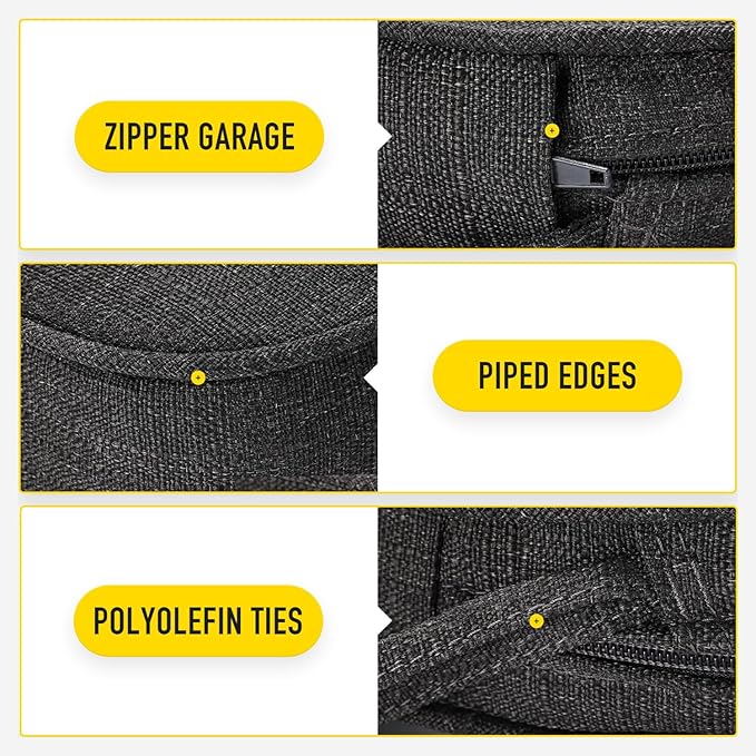 SUNROX Gel Memory Foam Chair Cushions, FadeShield Water-, Stain-Resistant Durable Reversible Seat Cushion Pads with Ties for Indoor/Outdoor Kitchen Dining Office, 19"x19", Set of 4, Midnight