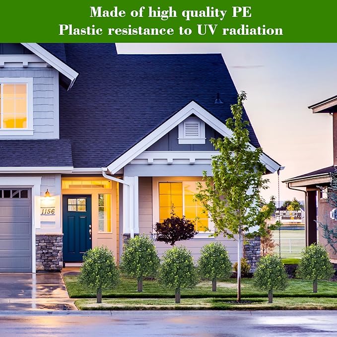 20" Artificial Boxwood Topiary Balls Trees with Ground Spike, 2 Pack UV Resistant Artificial Shrubs, Fake Evergreen Artificial Plant Brush for Indoor Outdoor Front Porch Garden