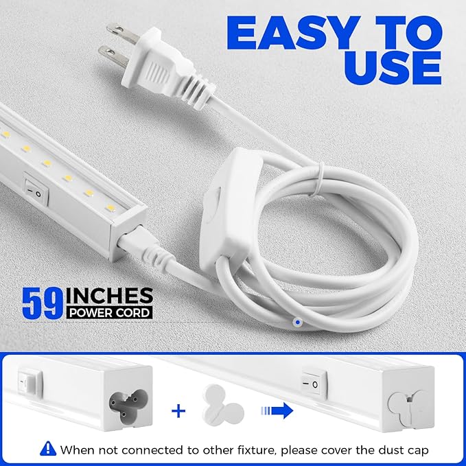 Barrina Grow Lights for Indoor Plants, 5000K White Full Spectrum Led Grow Light, 1ft Plant Grow Light, LED Grow Light, T5 Grow Light Strip, Plug and Play, 8-Pack