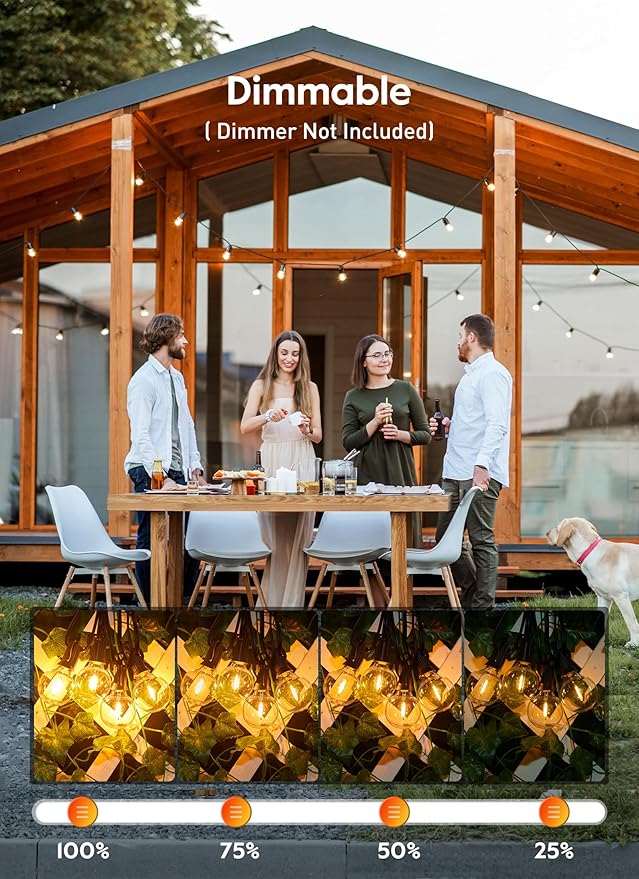 Brightown G40 Led Replacement Light Bulbs, 1W Shatterproof Globe Plastic Bulb Fits E12 or C7 Candelabra Screw Base, 1.5 Inch Dimmable Light Bulbs for Indoor Outdoor Patio Decor, Warm White, 50 Pack