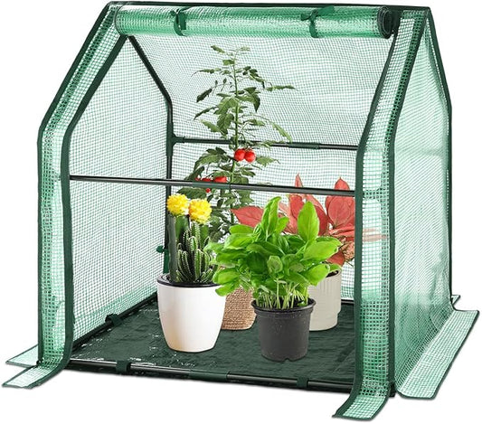 U'Artlines Portable Mini Greenhouse Small Green House with Waterproof Pad 36x18x33 Inch Plant Cover Tent for Garden Small Plants Indoor Outdoor, Green PE