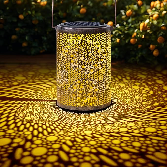 Solar-Powered Iron Art Lantern - Two Lighting Modes Waterproof Hanging Ambiance Lighting for Gardens & Patios, Perfect as Decorative Gift Housewarming Gift Mom Gifts (Bubble)