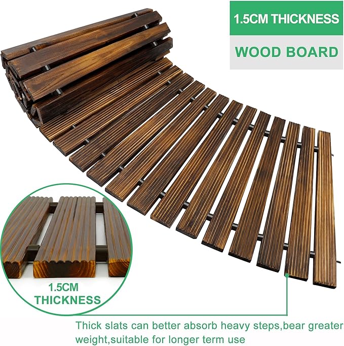 RELIANCER 6' Wooden Garden Pathway,Outdoor Roll Out Cedar Curved Walkway,Patio Path Decorative Garden Boardwalk Walkways,Weather-Resistant Roll Up Beach Wood Road Floor,Wedding Party Pathways