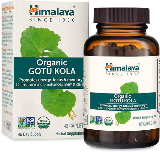Himalaya Organic Gotu Kola, Herbal Supplement 90 Plant-Based 45 Day