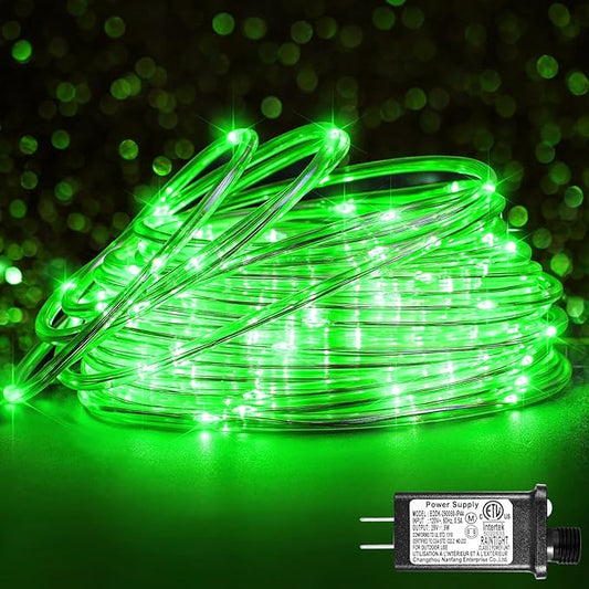 66FT 200 LED Rope Lights for Outside, St. Patrick Day Fairy String Lights with Waterproof 8 Modes, Flexible and Connectable Plug in Twinkle Lights for Indoor Patio Pool Party Holiday Decor, Green