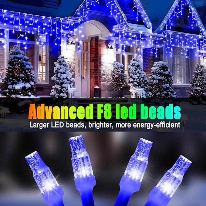 98FT 900LED F8 Upgraded Christmas Lights Decorations - 8 Modes Waterproof Outdoor Fairy String Lights With Memory and Timer - Plug-in for Holiday, Party, Wedding, Home, Roof