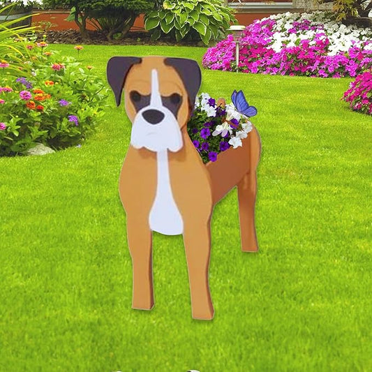 Boxer Dog Planter Plant Pots,Cute Garden Dog Flower Planter,Dog Planters Birthday Gifts for Women,Office,Indoor/Outdoor Decor（9.45 * 8.54 * 13.23in）