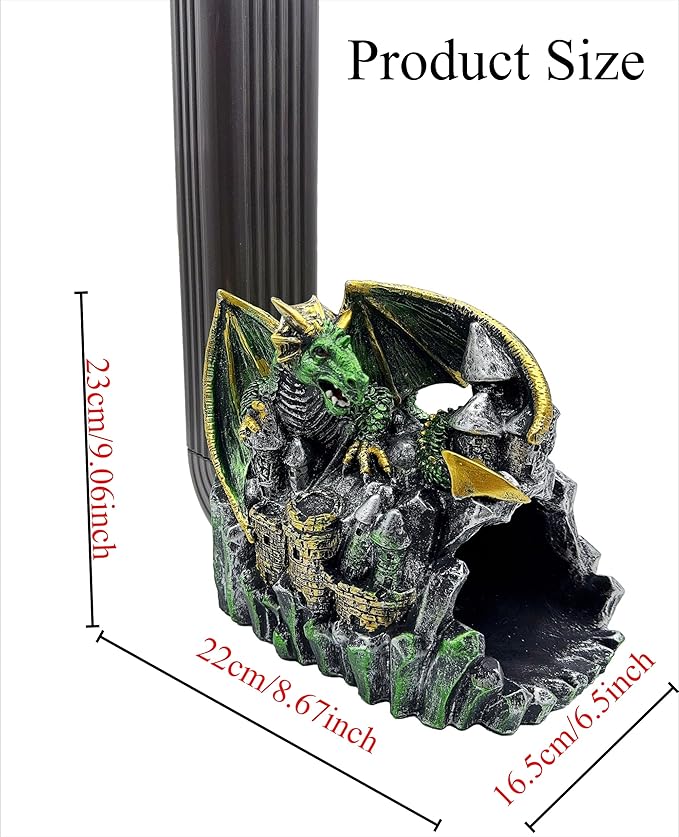 Magical Dragon Statue Gutter Downspout Extender, Garden Ornament, Decor Downspout Diverter, Perfect Rain Diverter for 3"x4" Downspouts, Eco-Friendly Resin, Perfect Outdoor Decor Gift