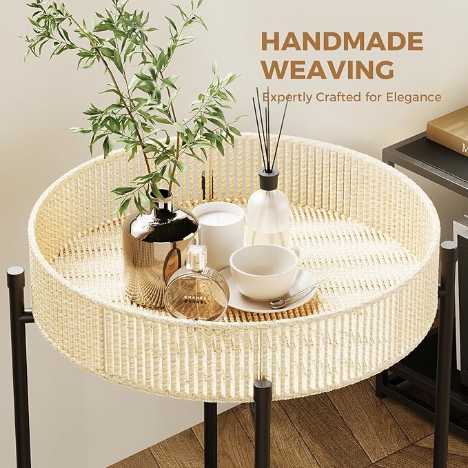 Bamworld Plant Stands Set of 2 Tall Plant Stand Indoor Rattan Plant Table for 5 Pots Plants Round Flower Stand Outdoor for Home Decor Balcony Patio