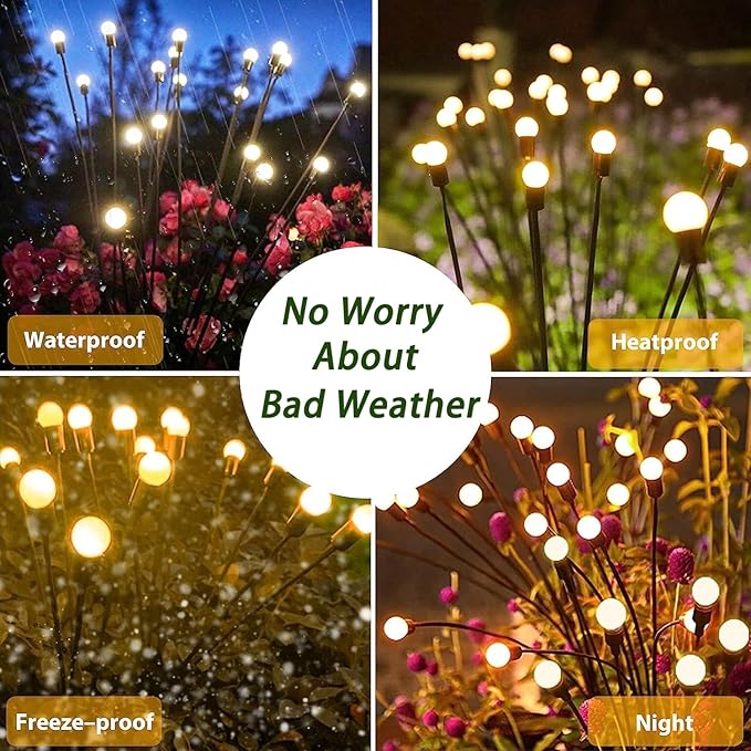 Solar Garden Lights,Solar Lights Outdoor Waterproof,Outdoor Decor 2 Pack 20 LED Lights,Outdoor Solar Lights for Yard Patio Garden Decor, Solar Lights for Outside Garden(Warm White) (2 pack-20 Leds)