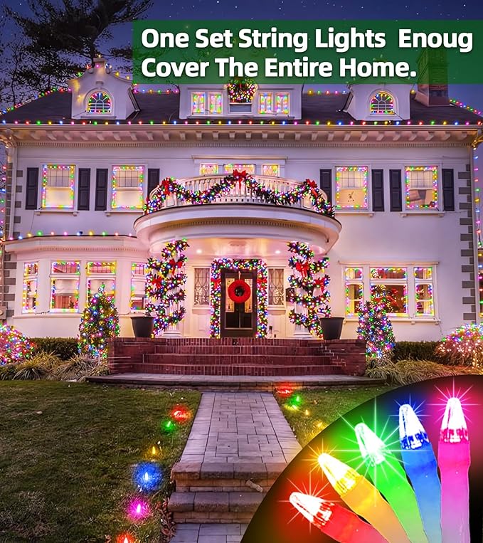 1500 LED Chrstmas String Lights, 492FT Super Long Christmas Lights with 8 Modes, Christmas Tree Lights with Timer Memory for Indoor Outdoor Tree Fence Garden Xmas Wedding Party Decor Multicolor