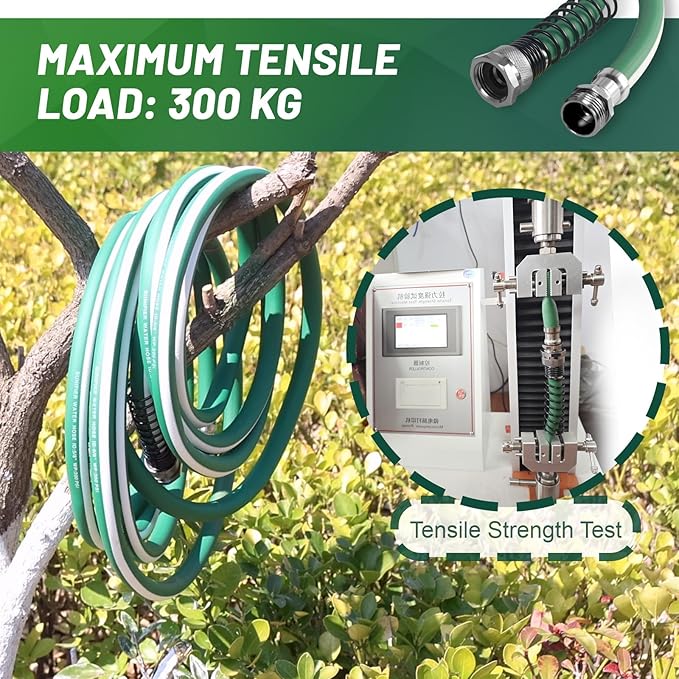 Heavy Duty Garden Hose 50 ft – Outdoor Hybird Water Hose with Solid Fitting - Flexible, Kinkless, Lightweight Garden Hose for Lawn Watering, Car Washing - Burst 500 Psi (50 ft)