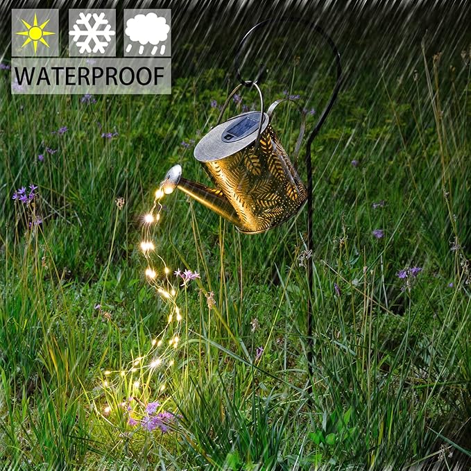 Outdoor Garden Decor Solar Lights, Large Waterproof Watering Can Landscape Lights Hanging Outside Decorations for Gardening Gift Yard Front Porch Clearance Lawn Driveway Patio Backyard Pathway