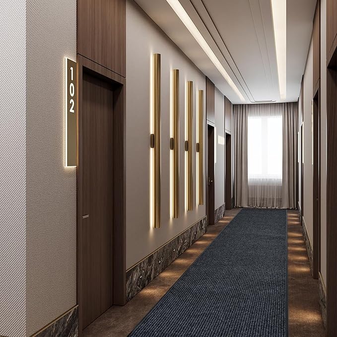 Rubber Door Mat About W3' ×L10' Heavy Duty Large Outdoor Indoor Mat Durable Entrance Doormat Waterproof Rubber Back Rugs for Home Entryway Patio Porch Office Business Areas (Grey)