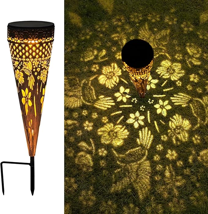 Solar Hummingbirds Garden Stakes Lights 4Pack Outdoor Decorative Lighting for Yard Pathway Patio Decor Lawn Ornament Gifts for Women Mom