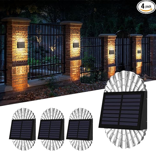 Solar Deck Post Lights, 4 Pack for Fence, Garden, Yard, Patio Decor - Outdoor Waterproof LED, Warm White