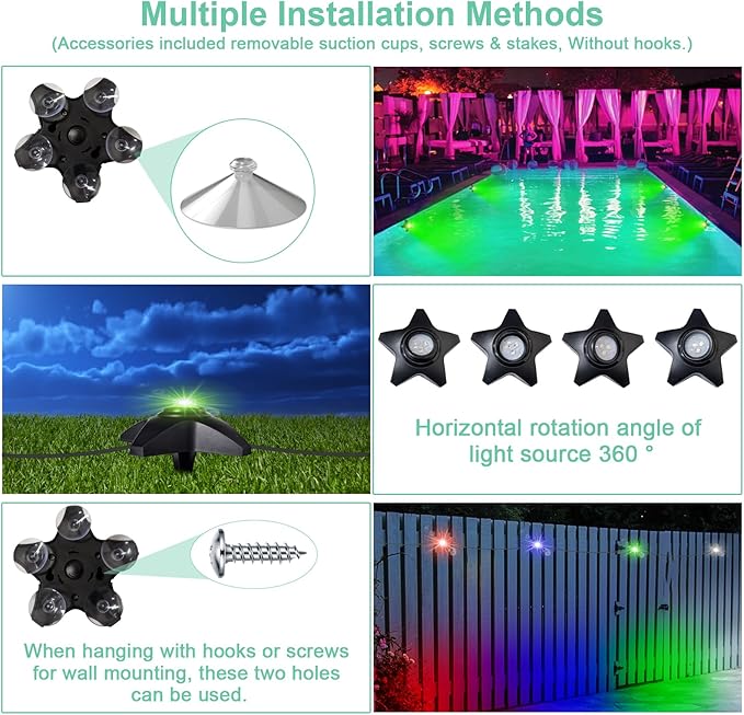 Outdoor Ground Lights 2, 46ft Pond Lights for Patio Decorations, RGB Colored Pathway Light with Music Sync, Underwater DIY Scene Modes for Pool Waterfall, Works with Alexa, Google Assistant