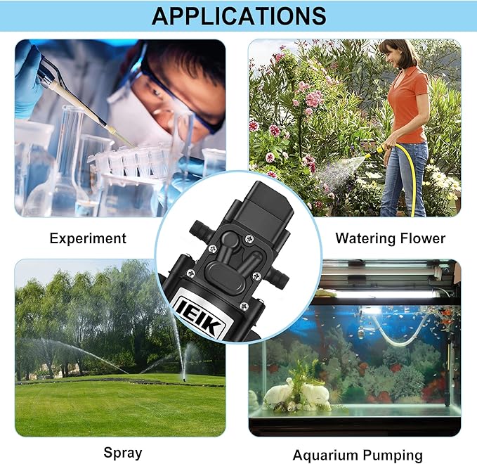 12 Volt Diaphragm Pump 3LPM 0.8 GPM 100PSI Self Priming Sprayer Pump 12V DC Fresh Water Pump Water Pressure Switch for RV Camper Marine Boat Lawn (30W)