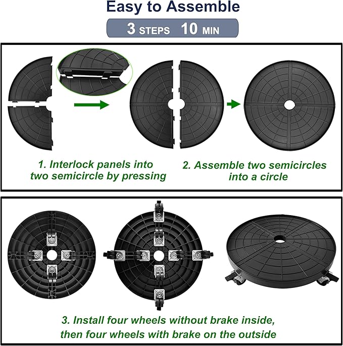 20 Inch Plant Caddy with Wheels Outdoor Indoor, Extra Large Rolling Plant Stand for 600lb Heavy Duty Flower Pots, Round Plant Rollers Lockable Potted Planter Dolly, Black