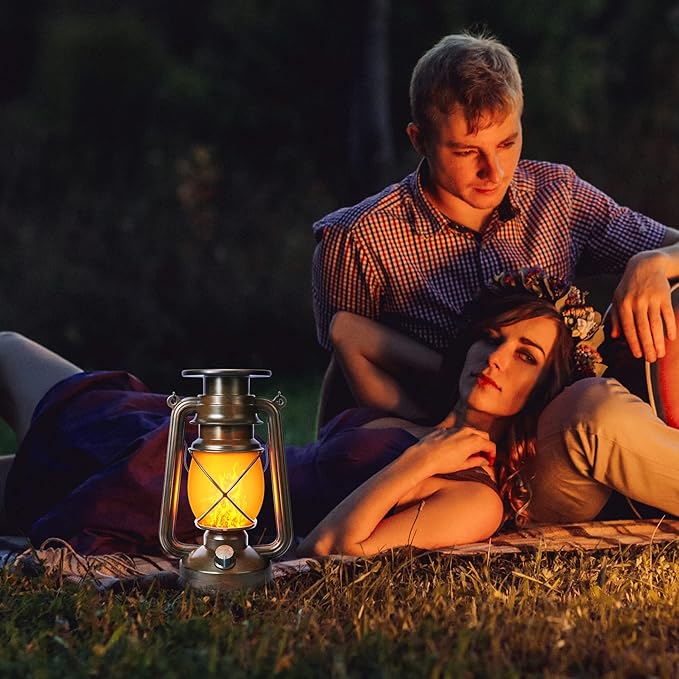 Toodour 2 Pack Hanging Solar Lantern Outdoor - Solar Vintage Lantern with Flickering Flame, 2 Modes Waterproof Solar Hanging Lights for Camping, Patio, Deck, Yard, Path, Outdoor Halloween Decorations