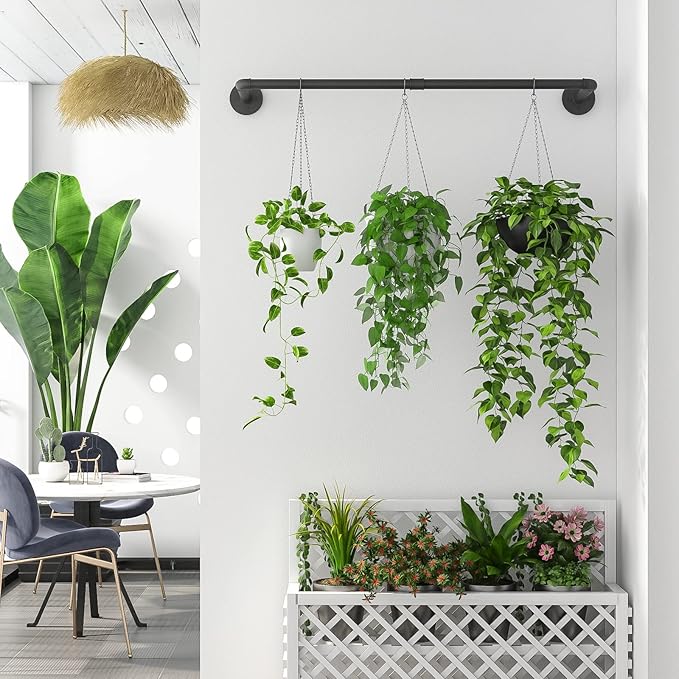 Plant Hanger Indoor Hanging Planters for Indoor Plants Hanging Plant Holder Black Metal Rod(Pot/Chain/Plant not Included