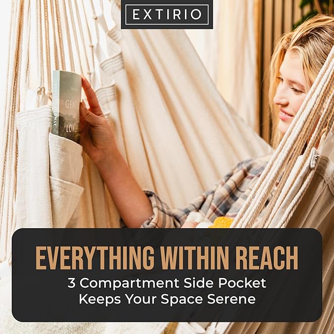 Hanging Hammock Chair Swing – Hanging Chair Outdoor & Indoor - Hammock Swing Chair – Quick & Easy Setup with Hardware Kit – Durable & Spacious Full Body Support – Holds 440 Lbs