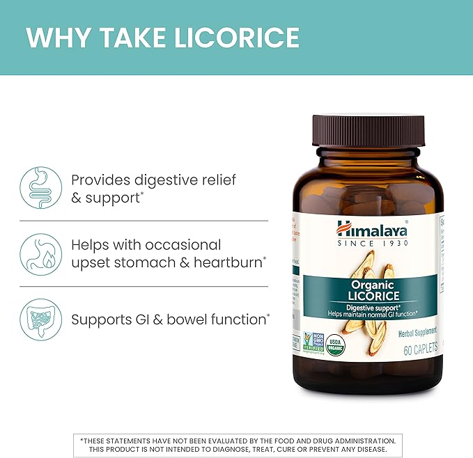 Himalaya Organic Licorice Root Herbal Supplement, 60 Plant-Based