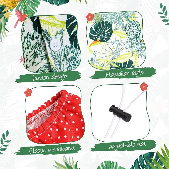 2 Set Hawaiian Luau Porch Goose Outfit for Lawn 23'' Plastic Goose Clothes Costume Summer Outdoor Decor(Dot Bikini)